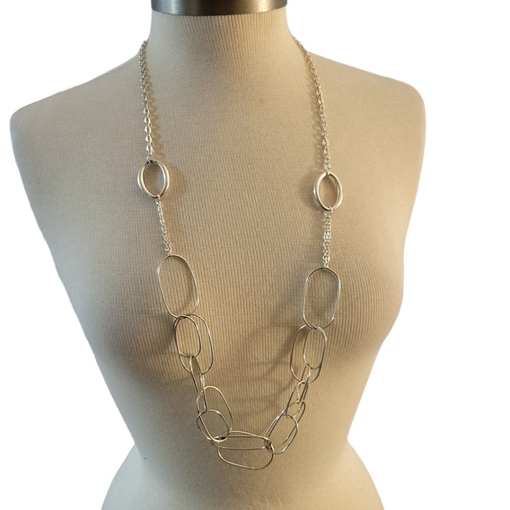 Large Loop Ring Chain Necklace 32"
